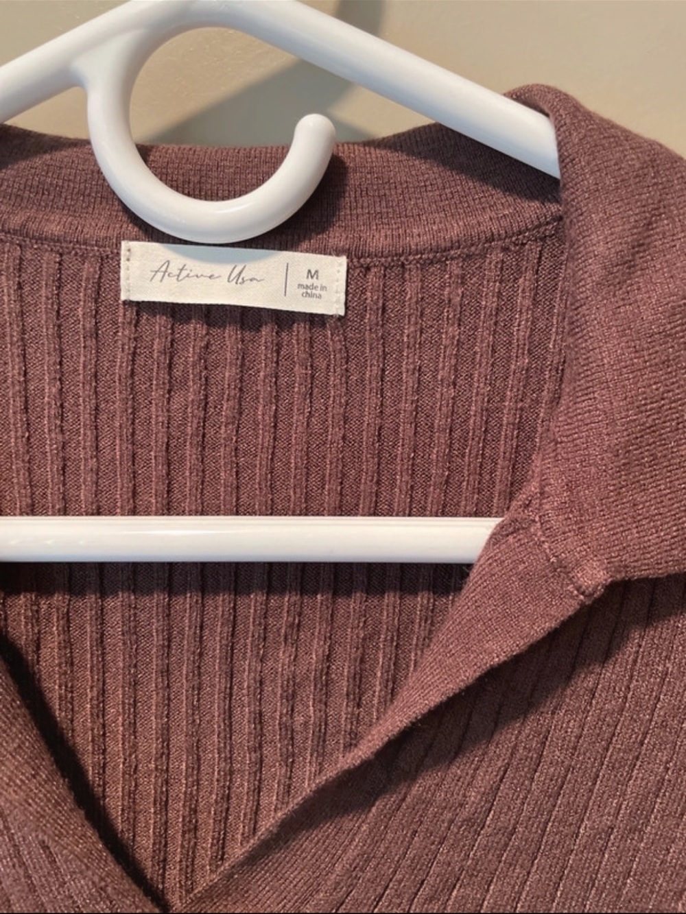 Active USA Ribbed Long-Sleeve Collared Knit Dress - Picture 3 of 3
